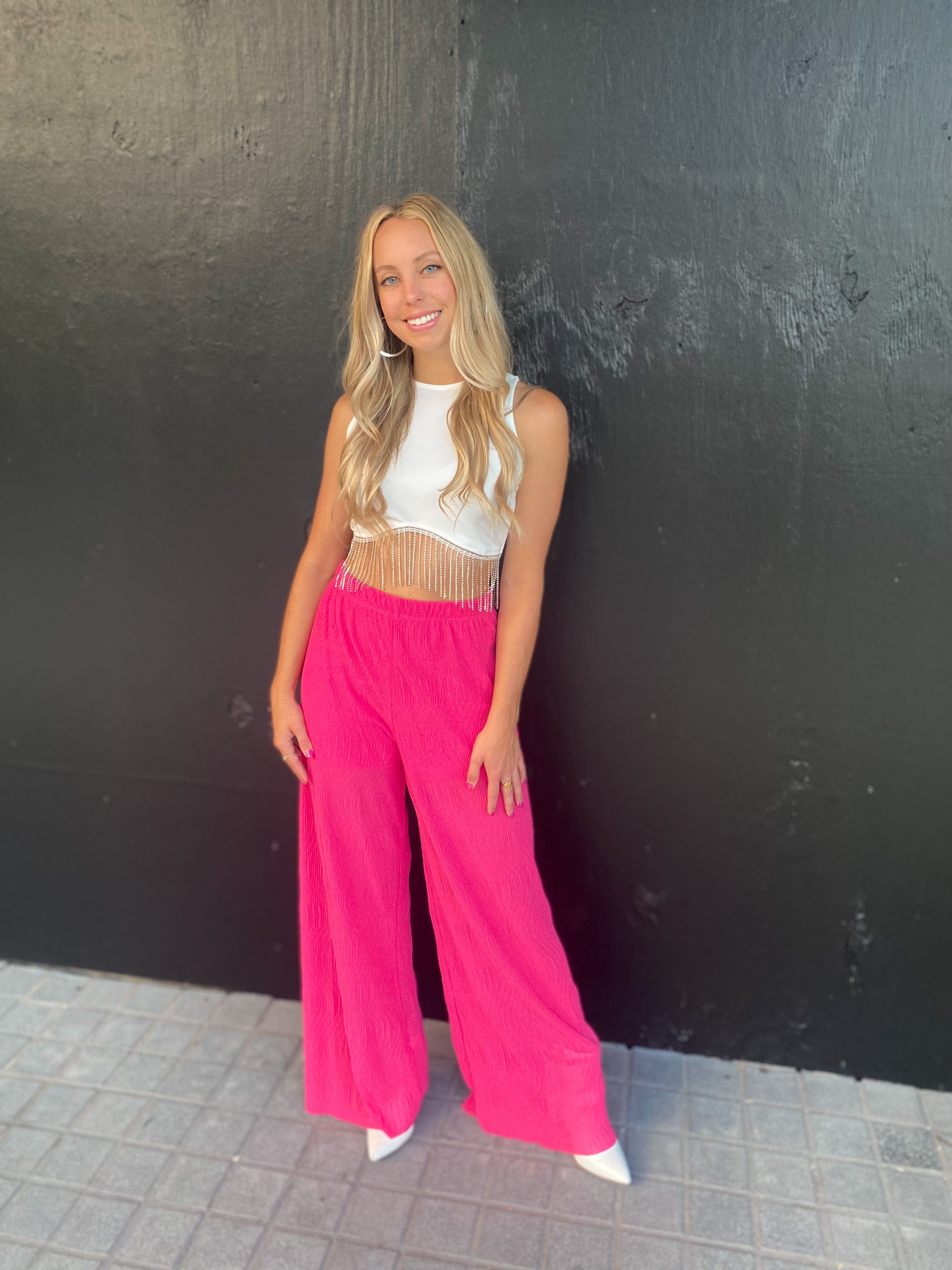 Rhinestone Fringe Crop Top