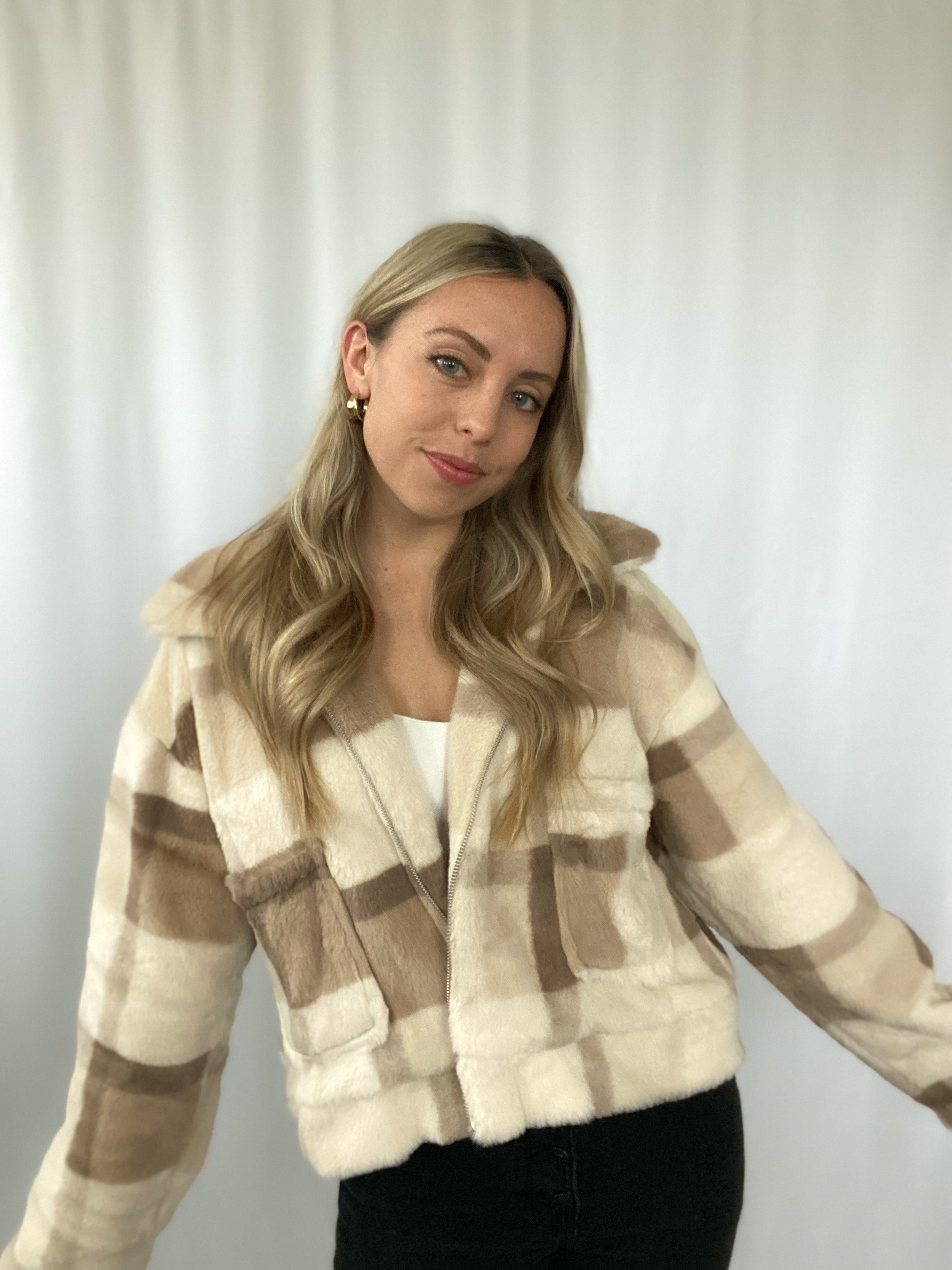 Faux Fur Plaid Jacket