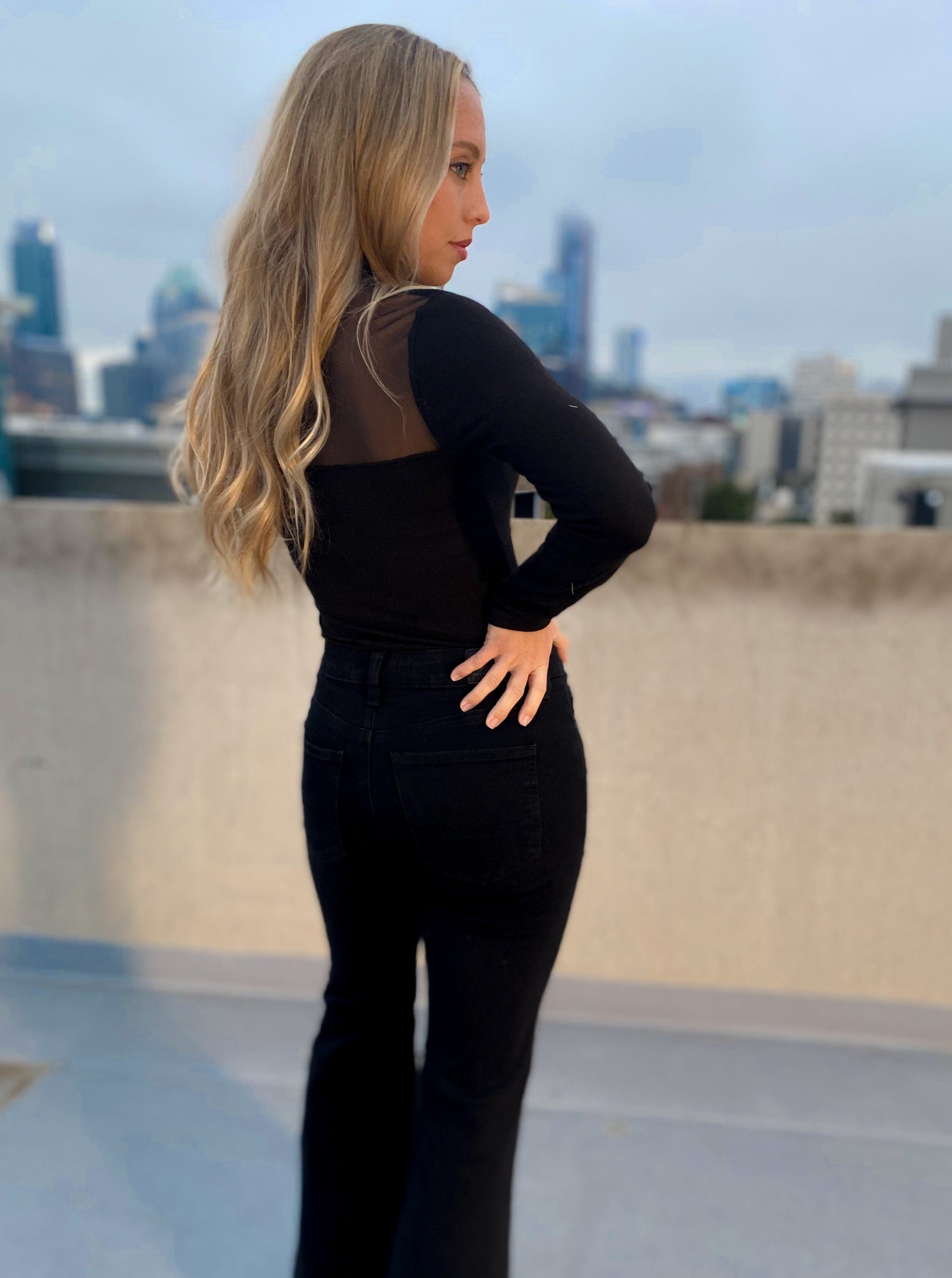 Mesh Mock Neck Bodysuit