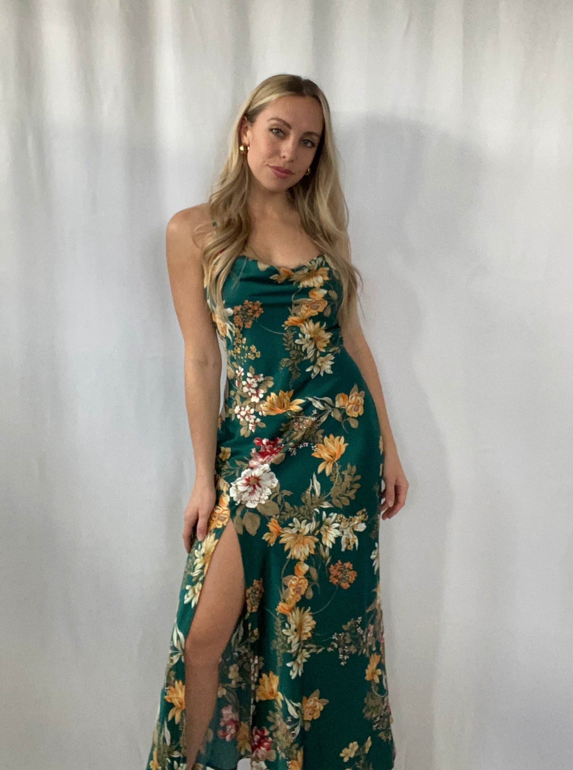 Emerald Floral Dress
