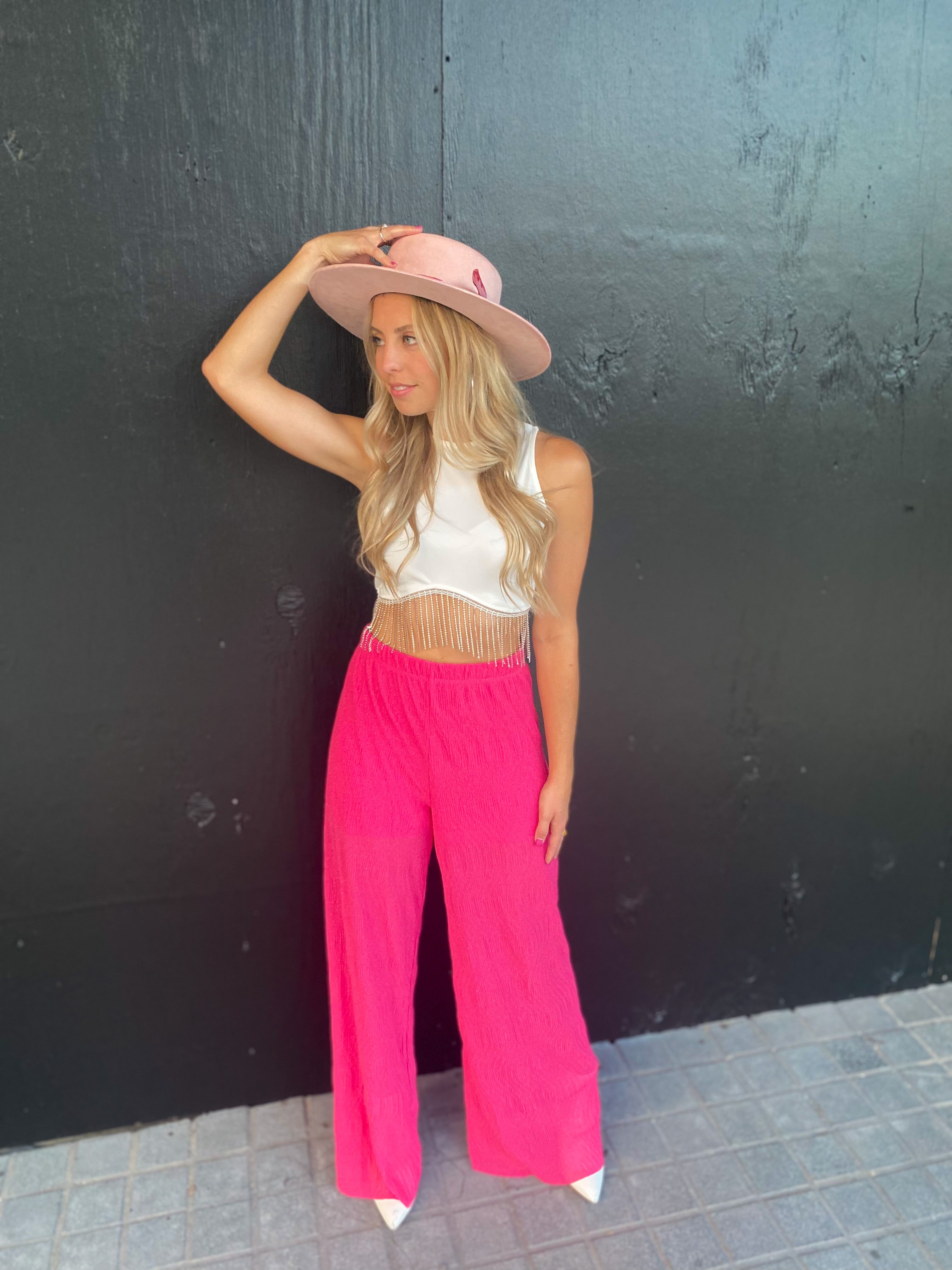 Rhinestone Fringe Crop Top