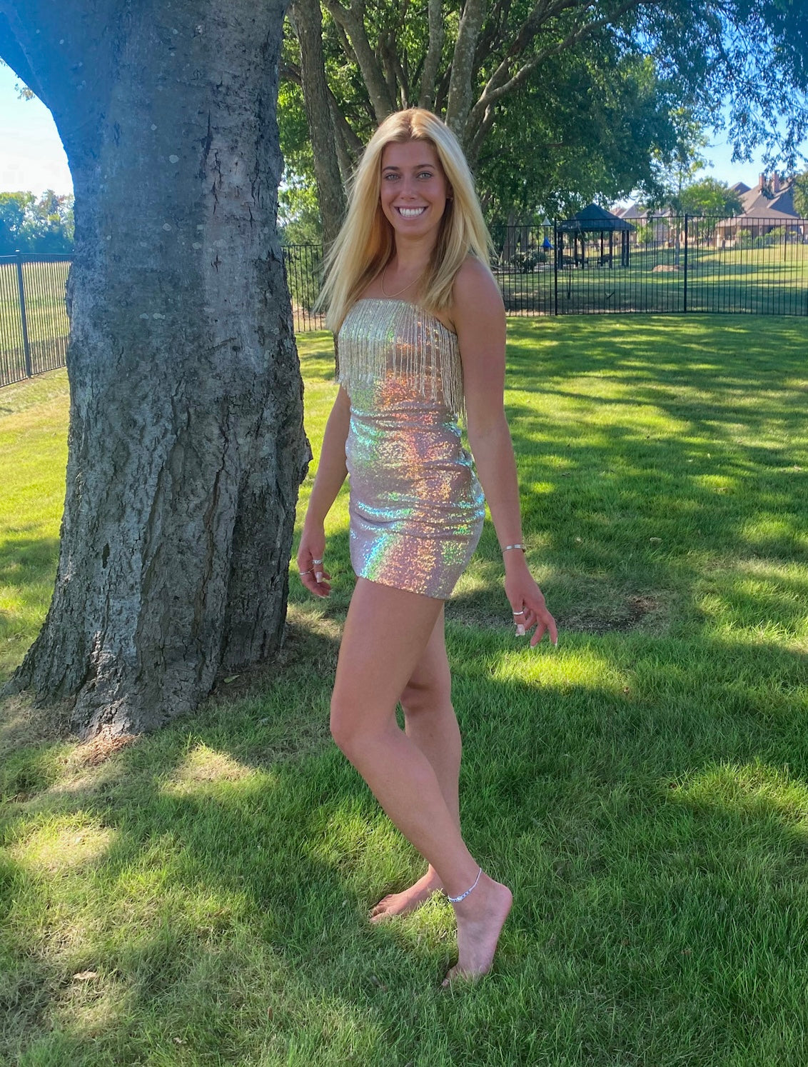 Rhinestone Fringe Sequin Dress